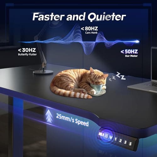 EnHomee Electric Standing Desk with LED Lights,48 x 24 Inch Height Office Desk with 3 Memory Preset, Adjustable Computer Desk with Storage Side Pocket and Cable Management,Black 9