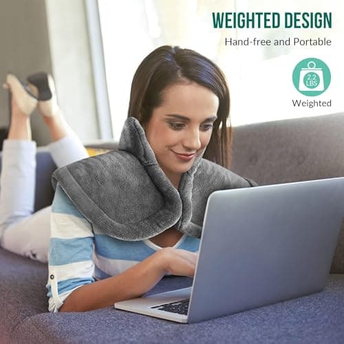 Snailax Heating Pad for Neck and Shoulders and Back, Large Heating Pad for Neck and Shoulders, Electric Heated Wrap, 6 Heat Settings & Auto Shut Off, Washable,Gifts 6