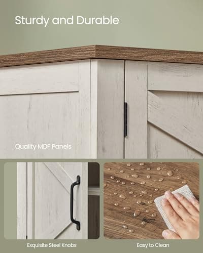 VASAGLE LIRY Collection - Shoe Cabinet, 3-Tier Storage Organizer, Shoe Shelf, Farmhouse Freestanding Cabinet, Height-Adjustable Shelf, 13.8 x 31.5 x 27.6 Inches, Rustic White ULBC038W01 7