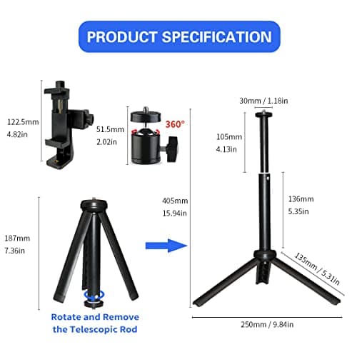 Teleprompter iPhone & Android, Double Phone Holder for Video Recording, Neewer Teleprompter Kit, The Collapsing Design Allows for Easy Storage and Transport 20" Desk Version Strengthened 5