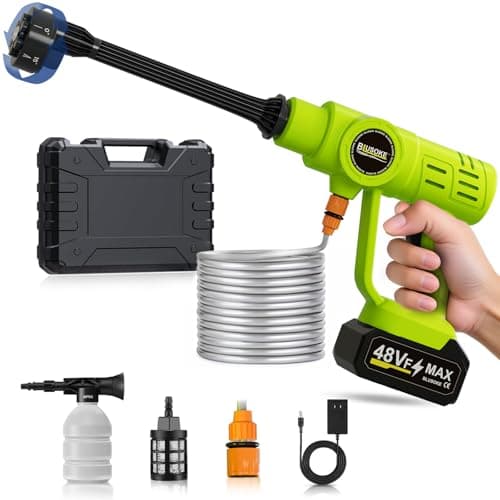 blusoke Cordless Pressure Washer, Portable Power Washer with 3.0Ah Battery and 6-in-1 Nozzle for Car, Fence, Floor, Patio Cleaning and Plant Watering
