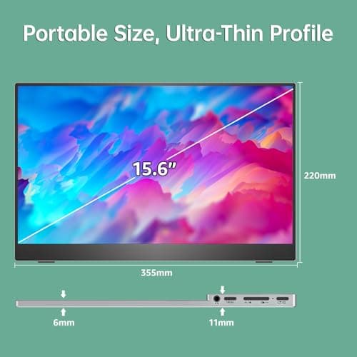 cocopar Portable Monitor 15.6 Inch 1080P FHD 60Hz 85% sRGB Travel Monitor with Speaker HDMI USB-C Second Screen for Laptop MacBook Surface PC Xbox PS4/5, VESA Mountable, with Full Cover Stand 8