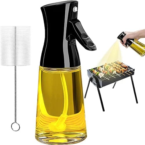 ztarraum Oil Sprayer for Cooking, 180ml Glass Olive Oil Sprayer Bottle,Thick Glass Olive Oil Spray Bottle for Cooking, Kitchen Gadgets Accessories for Air Fryer (Black)