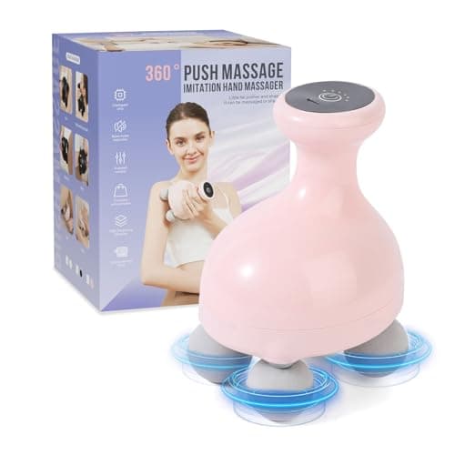 DEITY 4 Heads Handheld Massage Gun Deep Tissue, Electric Body Massager, Percussion Muscle Massager for Easing Shoulder and Back Tension, with Reverse Thrust Function, Pink