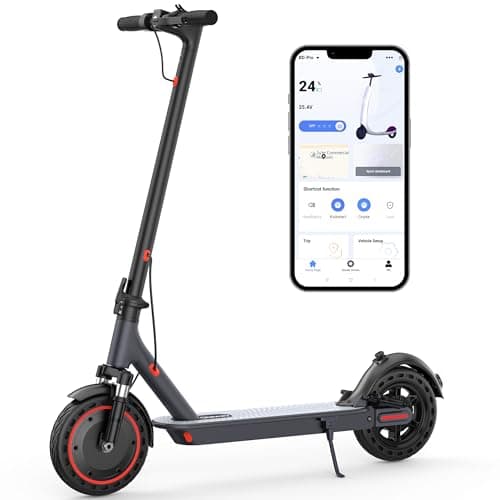 Qlaway 10" 500W Double Shock Sbsorption E Scooter for Adults 22 MPH Sport Escooter, Electric Scooter Up to 22 Miles Range, Bearing 265 LBS/APP Control-Red