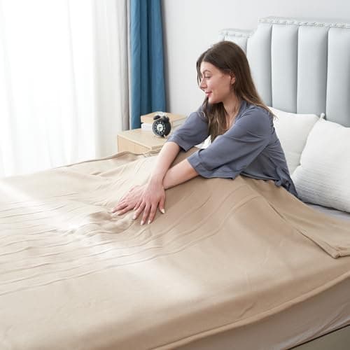 Eydna Electric Heated Blanket Twin Size 62"x84", Soft Fleece with 10 Hours Auto-Off & 4 Heating Levels, Overheating Protection, ETL Certification Machine Washable, Light Brown 6