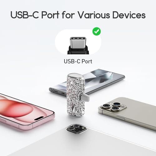 iWALK USB C Portable Charger, 4500mAh Ultra-Compact Small Power Bank, Sparkly Battery Pack Compatible with iPhone 16/15, 16 Plus, 16 Pro, 16 Pro Max, Samsung Galaxy S25, S24, S23 Ultra Z Flip5, Silver 5