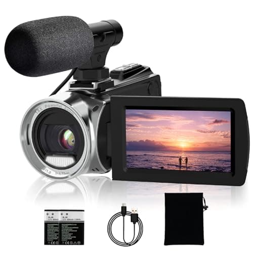 ISHARE 4K 48MP Digital Vlogging Camera for YouTube Compact Camcorder with Microphone Anti-Shake Night Vision 18X Zoom for Travel Family Daily Recording Beginners Kids Teens Adults