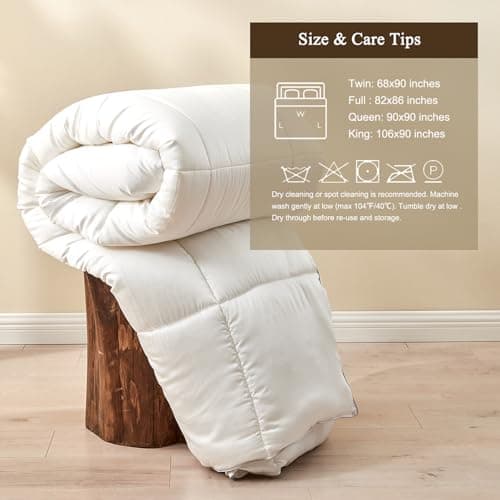 BPC 100% Rayon Derived from Bamboo Silk Blend Comforter Full/Queen Size, Ultra-Soft ClimaSilk™ Down-Alternative Duvet Insert for All Seasons with Corner Tabs, Medium Warmth, White, 82x86 Inches 8