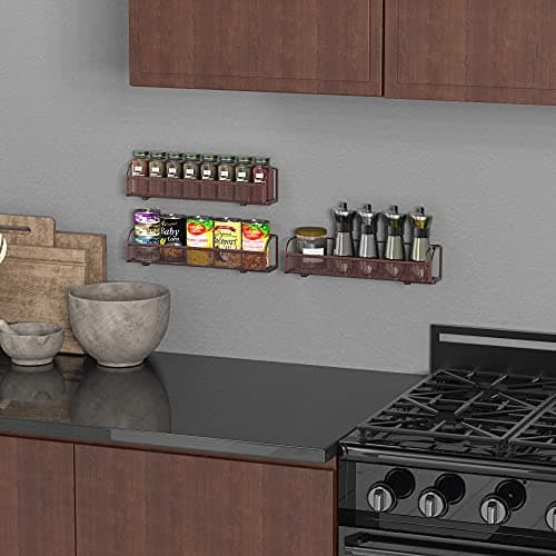 Simple Houseware Wall Mounted Spice Rack Shelves Organizer, Bronze, 3-Pack 2