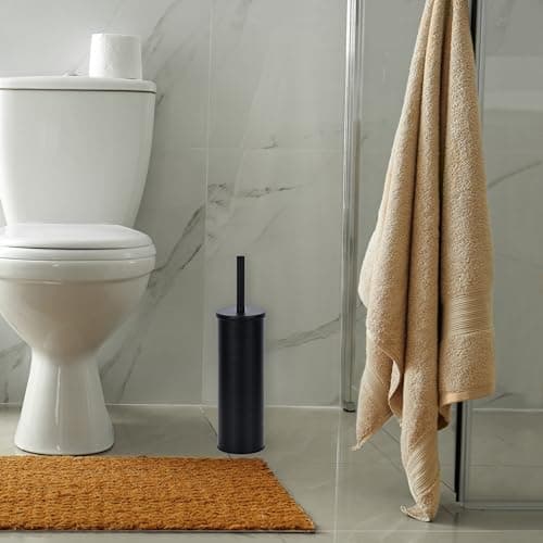 Deep & Sturdy Toilet Bowl Brush with Holder - Durable Scrubbing - Toilet Cleaners - Household Essentials - Silicone Brush - Bathroom Cleaner - Cleaning Supplies - Household Supplies, Matte Black 6