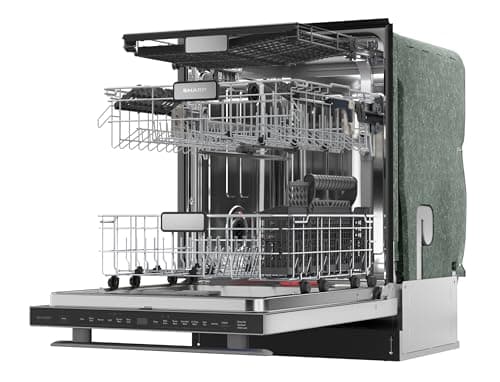 Sharp SDW6736MS 24-inch Stainless Steel Dishwasher, Third Rack, Library Quiet 47 dB, Power Wash Sprayer 17