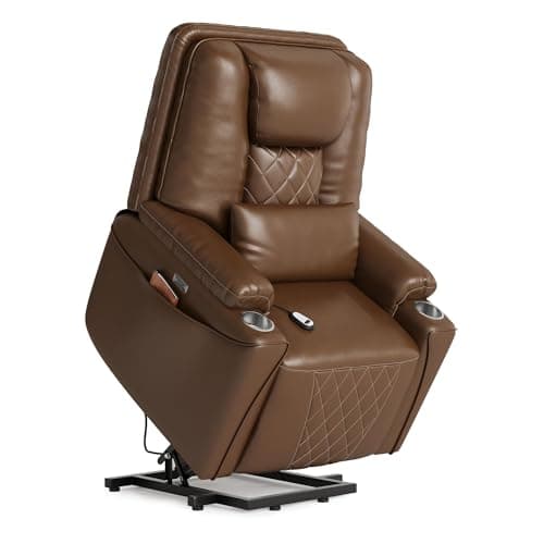 Power Lift Recliner Chair Sofa, Electric Recliner Chair for Seniors, Stand Assist, USB Charging Ports, Cup Holders, Side Storage Pockets, Remote Control, Home Theater Seating for Living Room, Brown 7