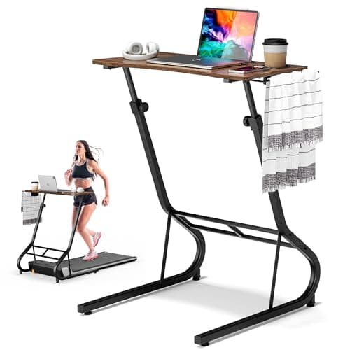 GRLEAF Adjustable Height Standing Desk for Walking Pad Treadmill, Desk for Laptop with Cup Holder, Desk for Bike/Cycling, Used for Bedrooms and Offices (Vintage Brown)