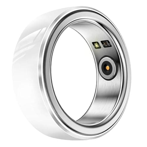 LVTEL Smart Ring - Fitness Ring Health Tracker - Sleep Tracking - Heart Rate Monitor - IP68 Waterproof - 5-7 Days Battery Life (White, US 10#)