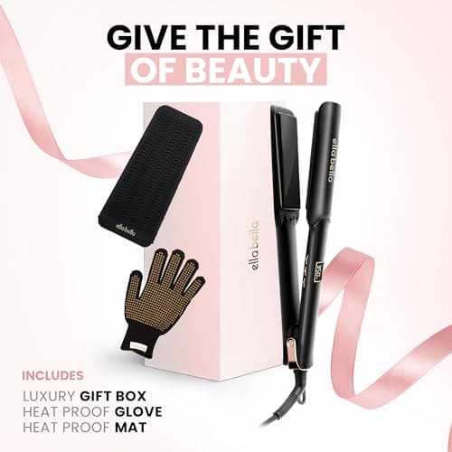 ELLA BELLA® Ceramic Flat Iron Hair Straightener • Professional Straightening Iron • Digital Display to Accurately Control Temperature • As Featured in Good Housekeeping 8