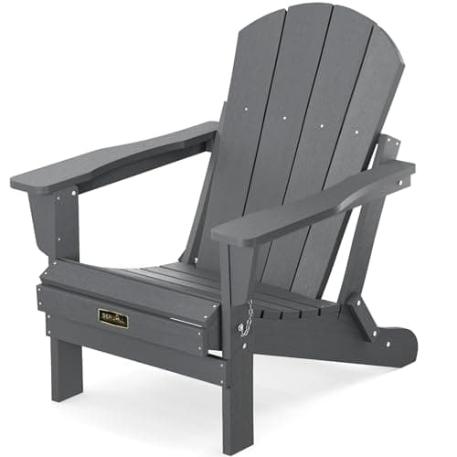 SERWALL Folding Adirondack Chair for Patio Garden Outdoors Fire Pit- (Folding Gray)