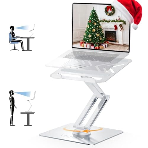 Urmust Height Adjustable Laptop Stand for Desk with 360°Rotating Base, Foldable & Portable Laptop Riser, Computer Accessories for Collaborative Work, Compatible with MacBook Pro, All Laptops 10"-17" 9
