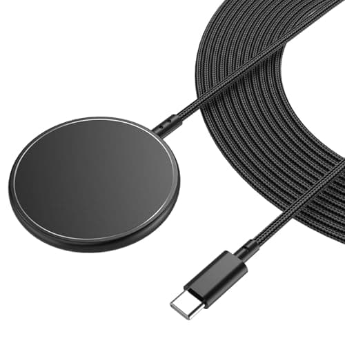ZEROLEMON Magnetic Wireless Charger 10ft, MagSafe Compatible, Fast Wireless Charging Pad with Extra Long Braided Cable, Mag-Safe Charger for iPhone 16 Pro Max, 16/15/14/13/12 Series/AirPods - Black