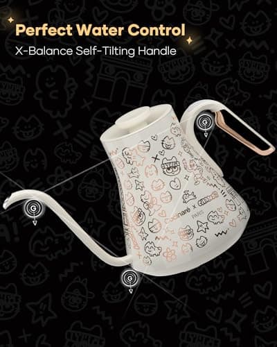 Cocinare Collab Collection Chanior White Gooseneck Electric Kettle, ±0.5℉ Precise Temperature Control for Pour-Over Coffee & Tea, Quick Heating 1500W, Stainless Steel Interior, 0.9L 6