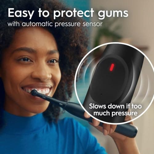 Oral-B iO Series 2 Rechargeable Electric Powered Toothbrush Starter Kit, Night Black with 2 Brush Heads - Automatic Pressure Sensor to Protect Gums - 3 Modes - 2 Min Timer 7