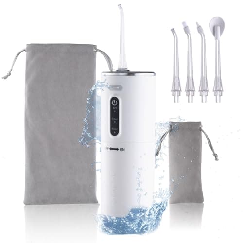 ShunChengFa Oral Irrigator Water Flosser for Teeth & Braces Care, Portable Rechargeable IPX7 Waterproof, 3 Modes for Travel/Home Use (Pearl White)
