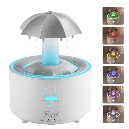 Aesthetic 2-in-1 Humidifier Oil Diffuser with 360° Rotating Raindrop & 7 LED Mood Lights,Ultrasonic Quiet Cool Mist Humidifier for up to 24 Hrs,Ideal Holiday Gifts for Home