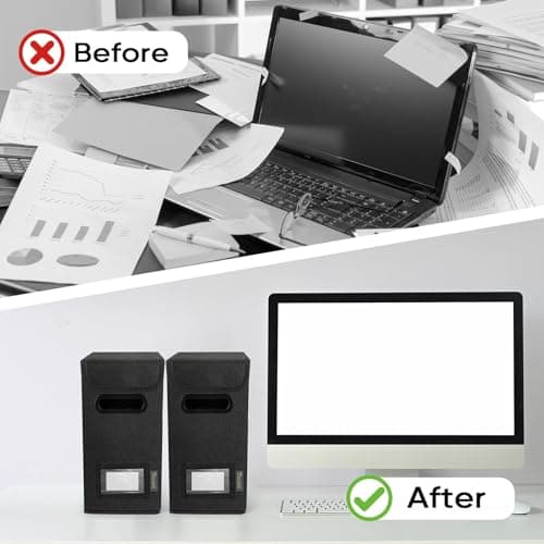 BALEINE File Organizer Box with Lid, Collapsible File Folder Organizer with Plastic Slide, Hanging File Folder Box for Office Document Storage (1 Pack, Black, S) 6