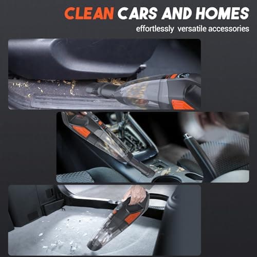 Jeshow Handheld Vacuum Cordless Car, Dust Buster Hand Vcauum Rechargeable with Large-Capacity Battery, Lightweight Rechargeable Powerful Portable Vacuum for Car, Home and Pet Hair 5
