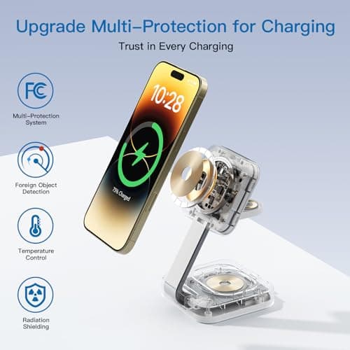 2026 Traveling Wireless Mag-Safe Fast Charging Station,Magnetic 3 in 1 Charger with iPhone 17 16 15 14 13 12 Pro Max Plus,Apple Watch Series & Air pods 4 3 2 Pro-Gifts for Wife & Husband(White) 5