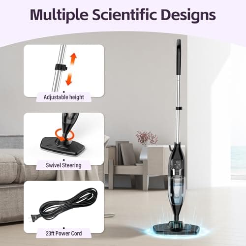 Steam Mop, 12-in-1 Powerful Handheld Steam Cleaner Detachable Steam Mops for Floor Cleaning, 550ML Removable Tank, 23FT Power Cable, MultiPurpose Steamer for Hardwood, Tile, Grout, Sliver Gray 5
