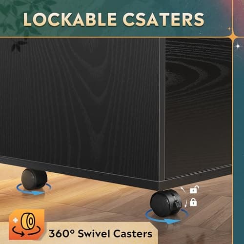 DEVAISE 3 Drawer Mobile File Cabinet, Wood Lateral Filing Cabinet, Printer Stand with Open Shelves for Home Office, Black 6