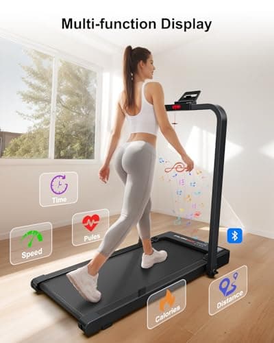 Walking Pad with Handle Bar, Foldable Treadmill Mini Under Desk Treadmill Walking Folding Treadmills for Home Small Running Pad 3 Horsepower 300 lb Capacity with Remote Control 9