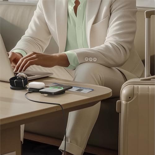 Satechi OntheGo™ 3 in 1 Wireless Charger, Qi2 Portable Charger with 15W Fast Charging for iPhone 17 to 12 Series, 5W for Apple Watch, and 5W for AirPods, Magnetic Travel Charging Station – Black 8