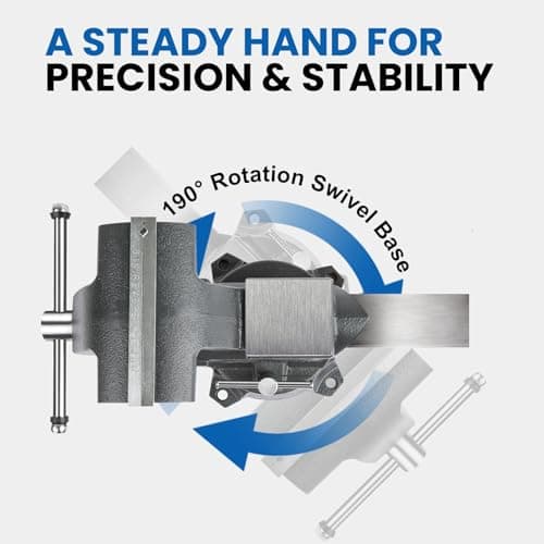Forward CR80A 8 Inch Bench Vise Heavy Duty Vice with Anvil and 190 Degrees Swivel Base (8") 5