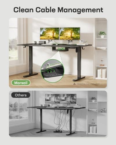 Marsail Standing Desk Frame,Electric Standing Desk Legs with Powerful Motor,Height-Adjustable Desk Leg with 176 lbs Max Load for Various Desktops,Stand up Desk Legs with 4 Memory Presets,Frame Only 5