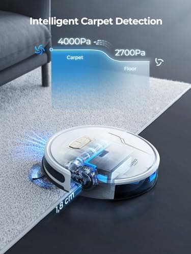 Laresar Clean Robot Vacuum and Mop Combo 4000Pa, Robot Vacuum Cleaner with Auto Carpet Boost, Self-Charging, App&Remote&Voice Control, Super-Slim, Ideal for Pet Hair 6