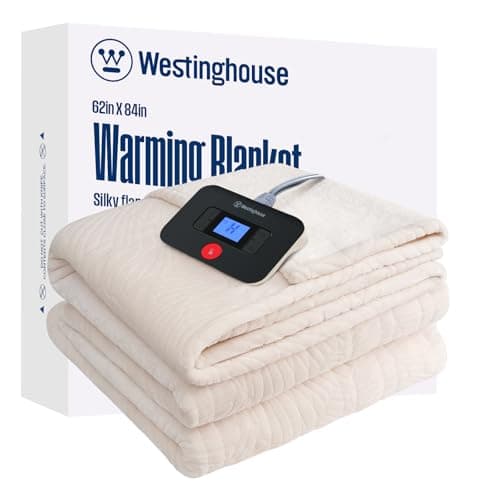 Westinghouse Twin Size Heated Blanket, Electric Blanket Twin with 10 Heating Levels and 1-12 Hours Auto-Off, Flannel to Sherpa Reversible, Flower Jacquard Heated Blanket, 62 x 84 inch, Beige