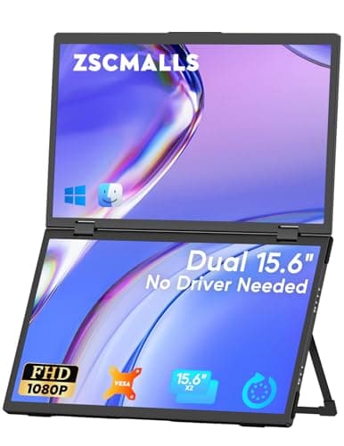 ZSCMALLS Laptop Screen Extender-15.6" Dual Portable Monitor for Laptop USB-C HDMI Stacked Folding Triple Monitor Travel Display with Kickstand VESA for Windows Mac