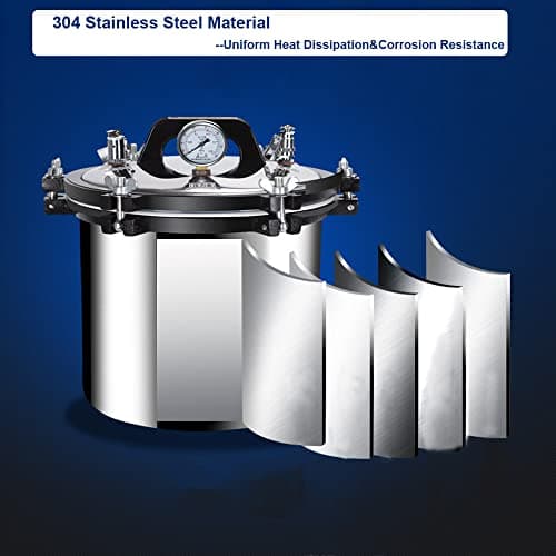 Portable Lab Steam Autoclave Ster𝒊l𝒊zer Stainless Steel High Pressure Steam Cleaning Machine 8L/8.4qt 3
