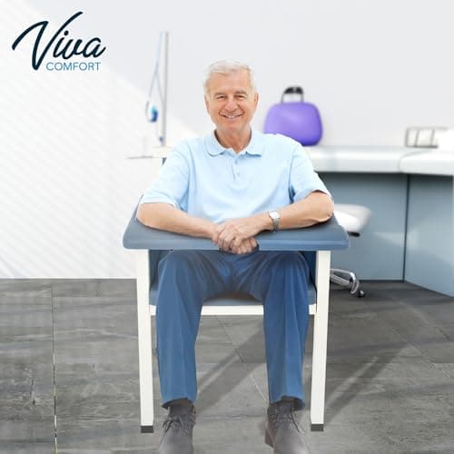 Vivacomfort Luxe Upholstered Blood Drawing Chair – Padded Phlebotomy Seat w/Adjustable Armrest & Steel Framing – Ideal for Hospitals & Medical Facilities (Blue) 5