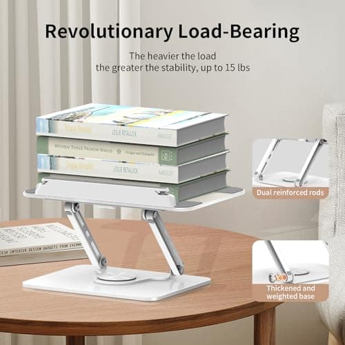 Alumuxx Adjustable Acrylic Book Stand for Reading in Bed, Book Holder Stand for Reading Hands Free, Cookbook Stand for Kitchen Counter, Reading Stand Book Holder for Couch, 360° Rotating & Page Clips 5