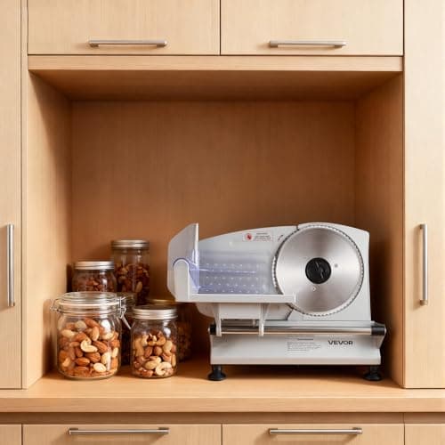 VEVOR Meat Slicer, 6.7 inch 150W Electric Deli Slicer Machine with 2 SUS420 Blades, 0-0.6 inch Adjustable Thickness, ETL Certified Home Food-Slicer for Meat, Ham, Baguett, Steak 8