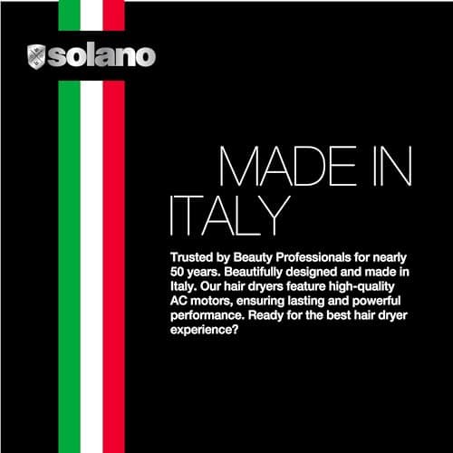 Solano Moda Fast Drying 2-Speed Ionic Hair Dryer -1750 Watt + Internal Silencer + Far Infrared Heat - Smoothing Without Sacrificing Body or Bounce - Italian-Made 7