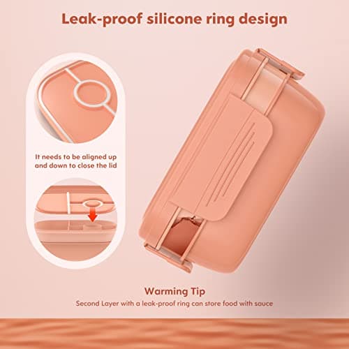 HOMETALL Bento Box Adult Lunch Box,3 Stackable Bento Lunch Containers for Adults/Kids, Modern Minimalist Design Bento Box with Utensil Set, Leak-Proof Lunchbox for Dining Out, Work, Picnic, School 5