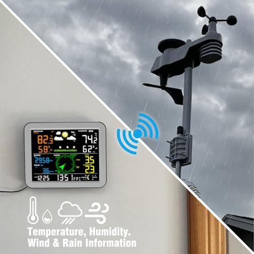 Gevanti Weather Station Wireless with 7-in-1 Sensor,Indoor Outdoor Thermometer,Big Display Digital with Humidity,Rain Gauge,Wind Speed,Forecast,Alarm 6