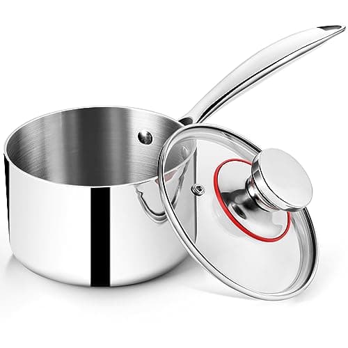 P&P CHEF 3 Quarts Tri-Ply Stockpot and Saucepan, Stainless Steel Sauce Pan with Lid, Cooking Induction Pot, Kitchen Cookware for All Stoves, Non-Toxic, Durable & Dishwasher Safe, 1 Piece