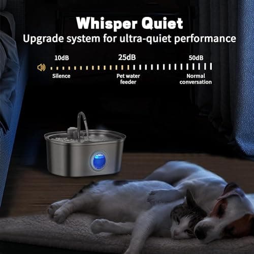 Pet Water Fountain Stainless Steel - 3.2L Cat, Dog Fountain for Drinking - Automatic Cat Water Fountain, Automatic Dog Water Fountain - Water Level Window and Dual Types of Water Flow 6