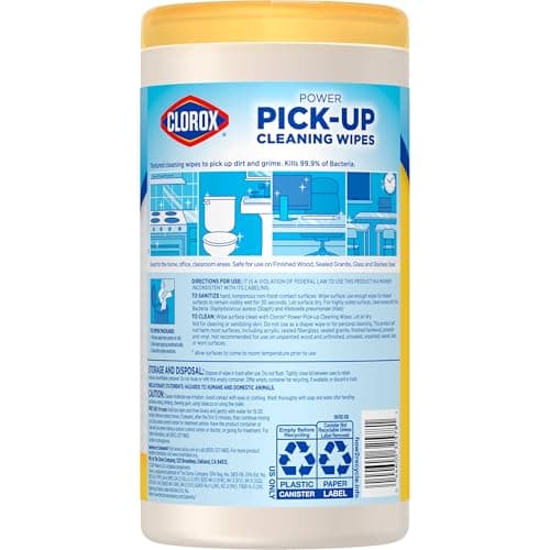 Clorox Power Pick-Up Cleaning Wipes, Lemon Verbena, 75 Paper Towel Wipes, Pack of 3 (Pack May Vary) 11