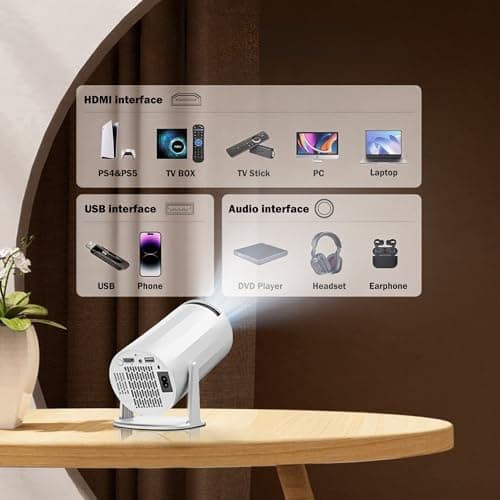 WellSonic Mini Projector with WiFi and Bluetooth, Portable Movie Projector Support 4K, Auto Keystone,210° Rotation, 130'' Screen Smart Projector Compatible with HDMI Phone TV Stick for Bedroom Outdoor 7